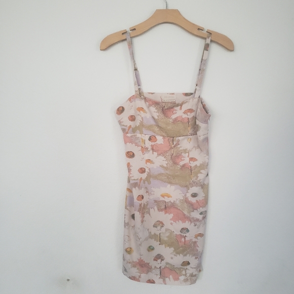 Urban Outfitters Pink Satin Mini Dress Sundress Medium Spring Summer Floral M - Picture 9 of 9